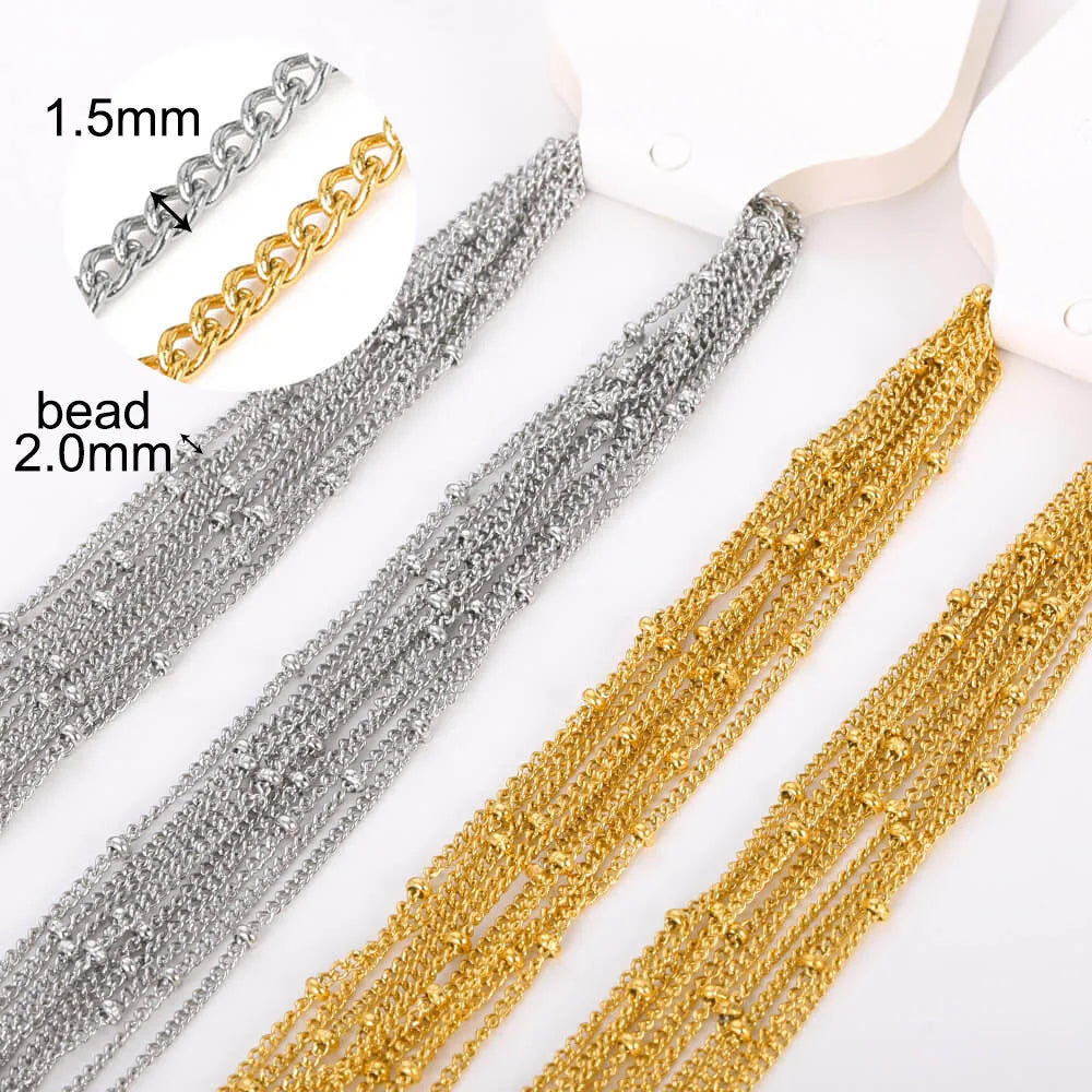 10-Piece Gold-Tone Stainless Steel Necklace Chain Set | 45cm | DIY Jewelry Making