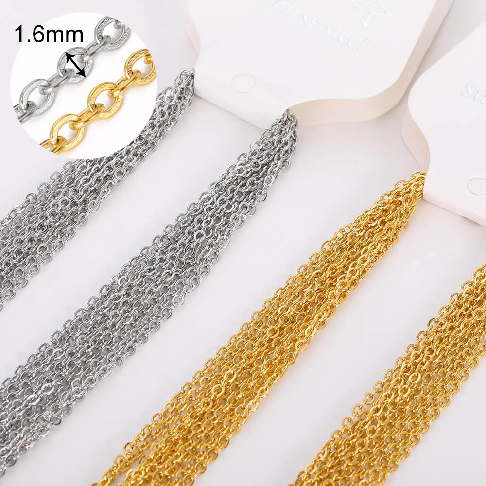 10-Piece Gold-Tone Stainless Steel Necklace Chain Set | 45cm | DIY Jewelry Making