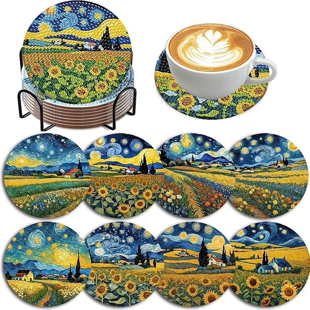 DIY Diamond Painting Coaster Kit with Holder for Adults Beginners
