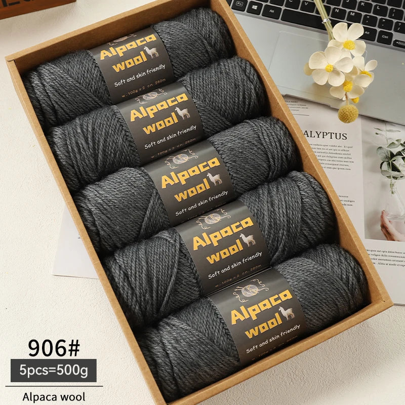 Chunky Alpaca Wool Yarn Set for DIY Knitting Winter Crafts