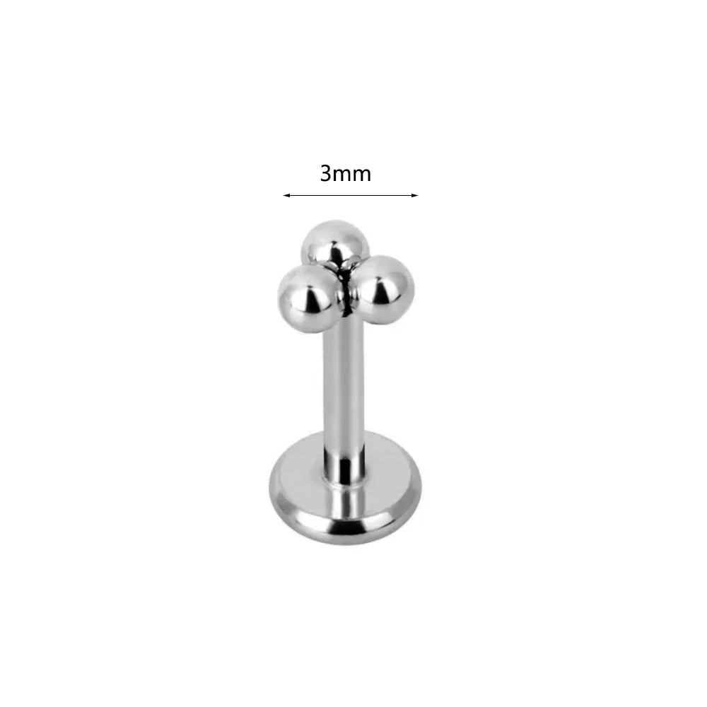100% 316L Surgical Steel Flower Labret Piercing Butterfly Bee Tragus Snake Cartilage Helix Flat Back CZ Earrings Body Jewelry