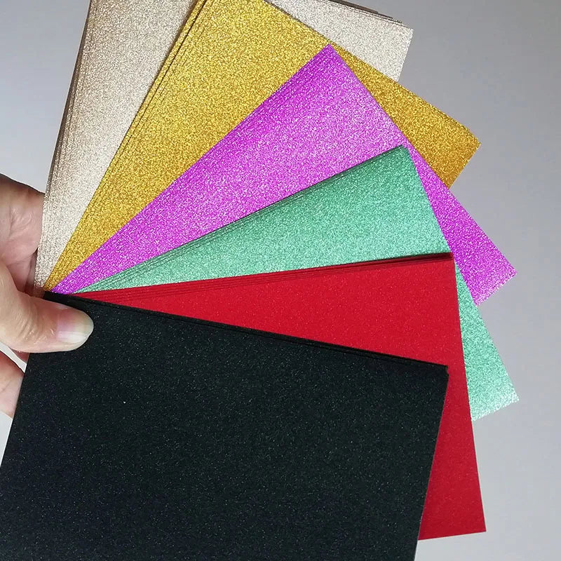 Glitter Origami Paper Set for Crafts Scrapbooking and Card Layering