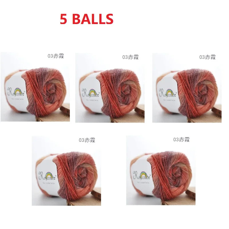 Rainbow Wool Yarn for Crochet Knitting Scarves and Sweater Crafts