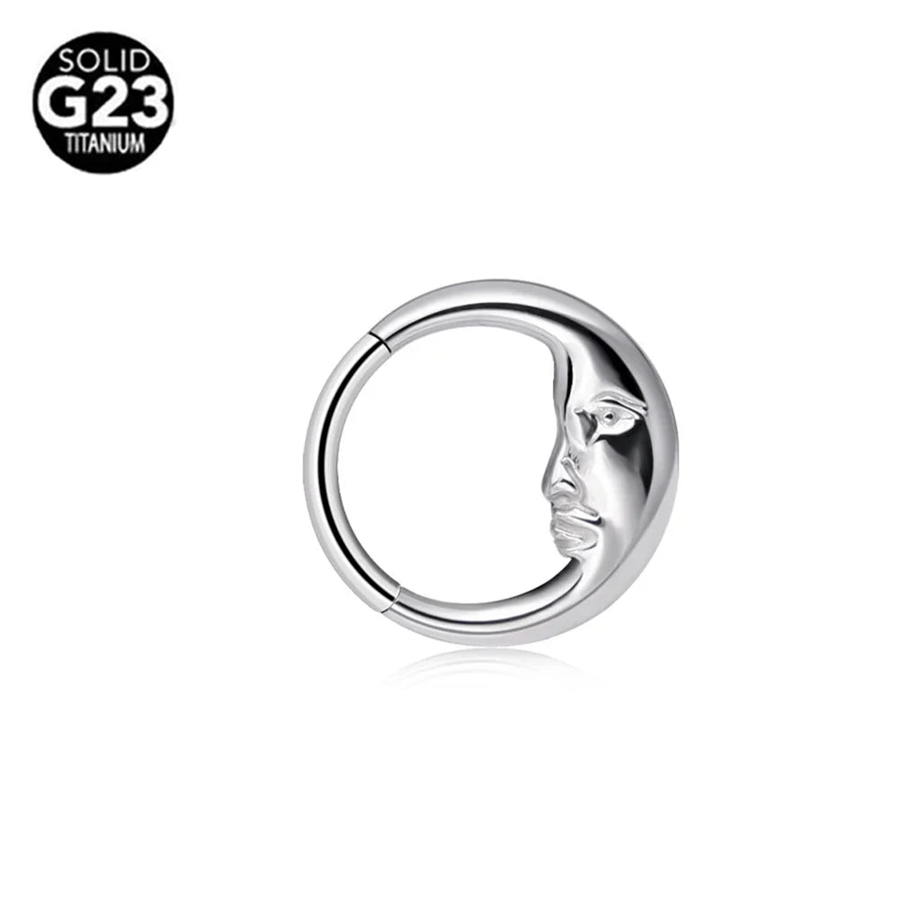 G23 Titanium Bee Septum Nose Ring Piercing Body Jewelry 16G Moon Segment Snake Clicker Helix  Ear Cartilage Heart Daith Hoop