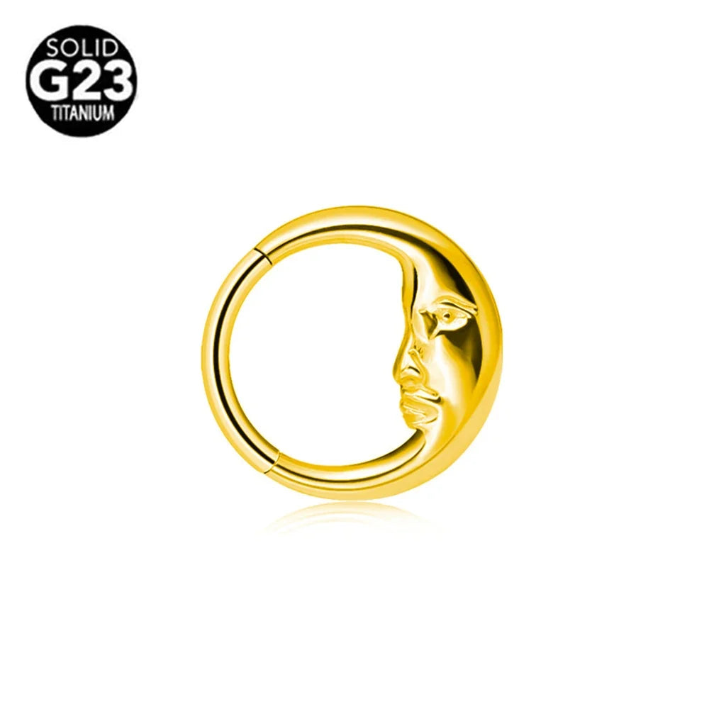 G23 Titanium Bee Septum Nose Ring Piercing Body Jewelry 16G Moon Segment Snake Clicker Helix  Ear Cartilage Heart Daith Hoop