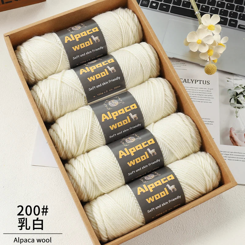 Chunky Alpaca Wool Yarn Set for DIY Knitting Winter Crafts