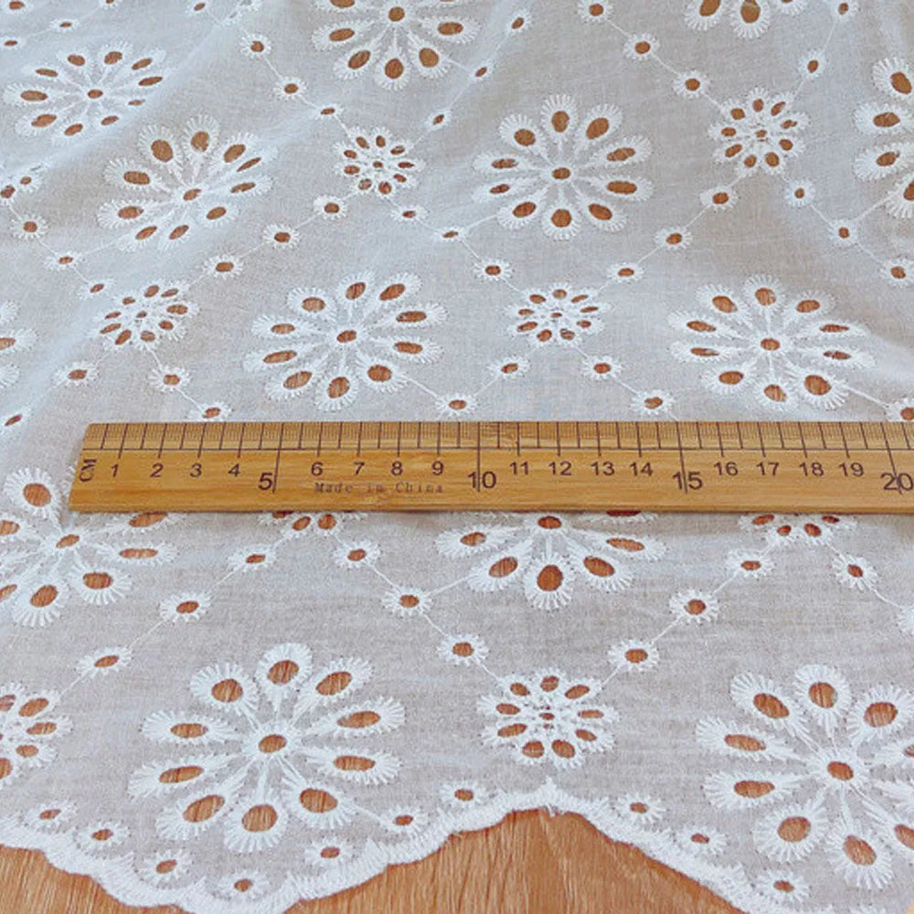 Cotton Embroidery Lace Fabric for DIY Sewing and Handmade Crafts