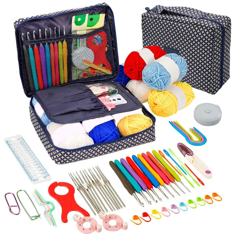 Beginner Crochet Kit with Yarn Hooks and Portable Travel Supplies