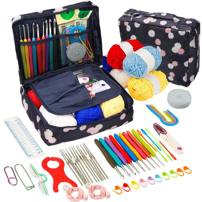 Beginner Crochet Kit with Yarn Hooks and Portable Travel Supplies