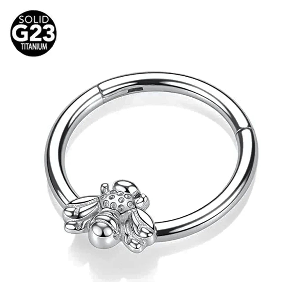 G23 Titanium Bee Septum Nose Ring Piercing Body Jewelry 16G Moon Segment Snake Clicker Helix  Ear Cartilage Heart Daith Hoop