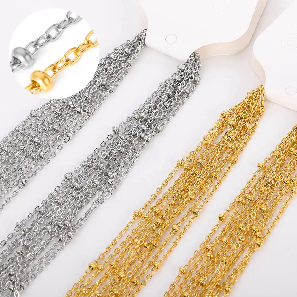 10-Piece Gold-Tone Stainless Steel Necklace Chain Set | 45cm | DIY Jewelry Making