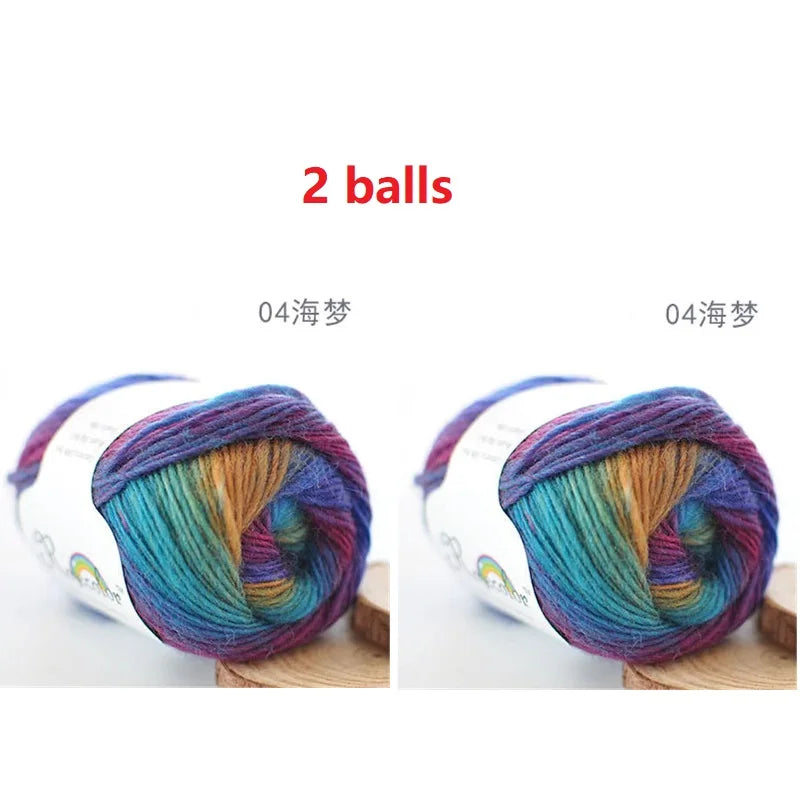 Rainbow Wool Yarn for Crochet Knitting Scarves and Sweater Crafts