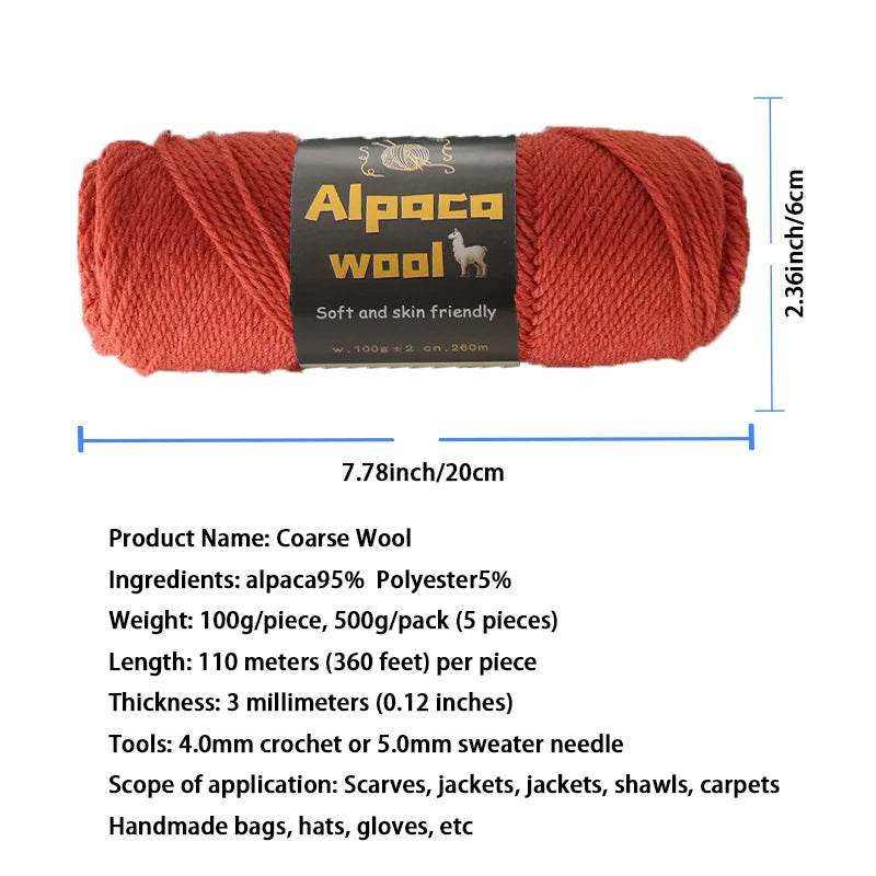 Chunky Alpaca Wool Yarn Set for DIY Knitting Winter Crafts