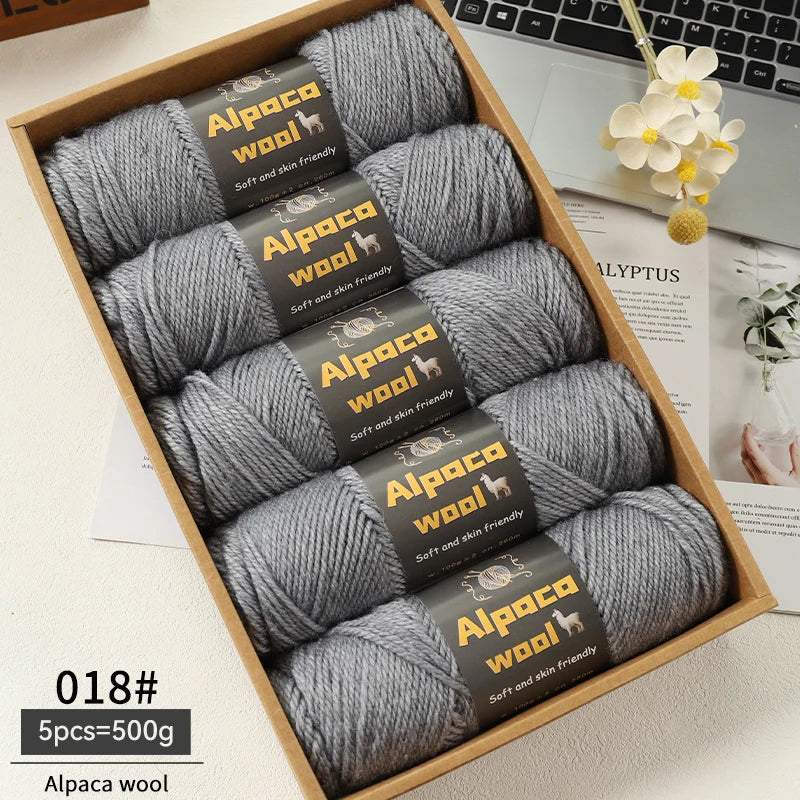 Chunky Alpaca Wool Yarn Set for DIY Knitting Winter Crafts