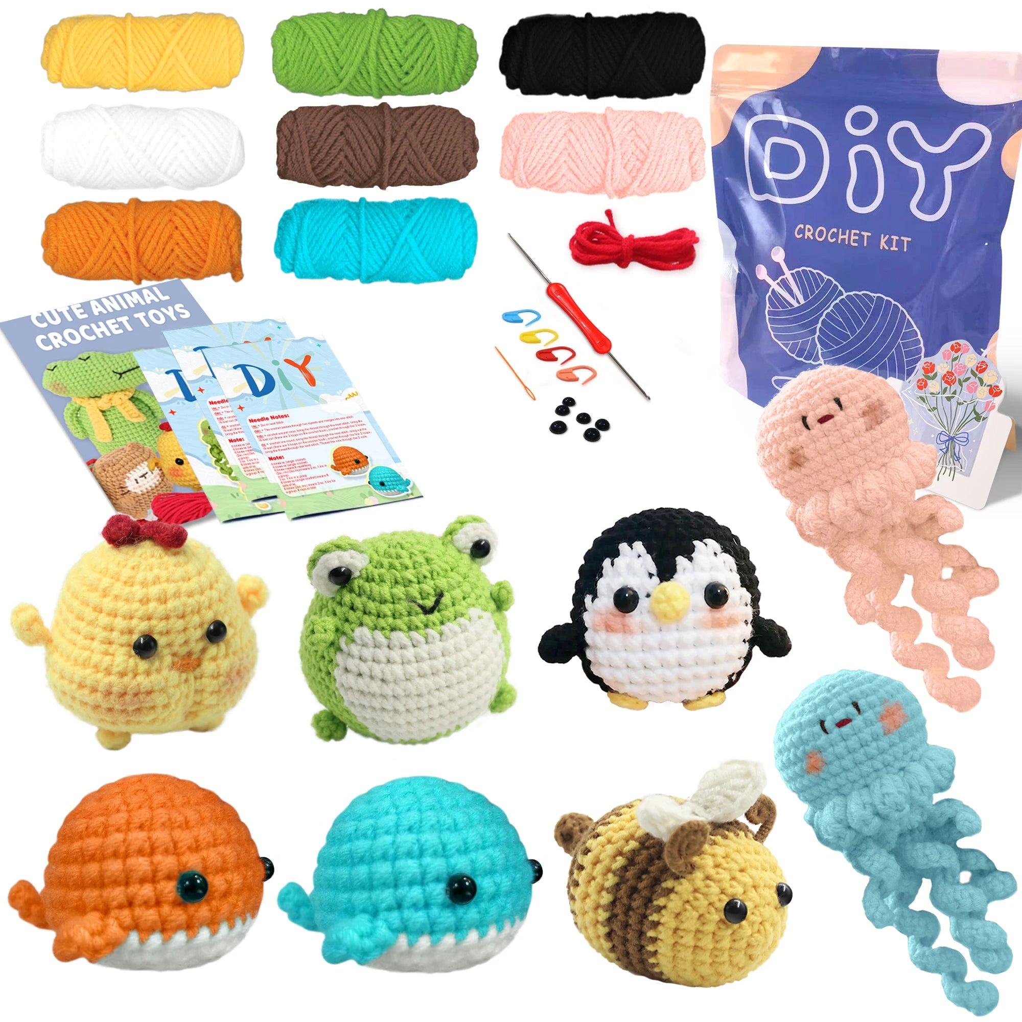 Animal Crochet Starter Kit for Beginners DIY Knitting Craft Set