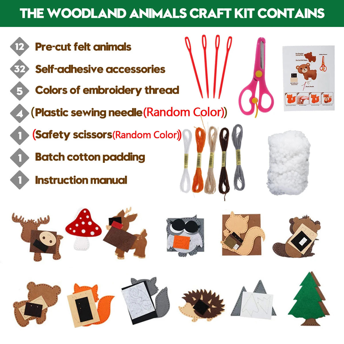 DIY Forest Animal Sewing Felt Plush Craft Kit for Kids