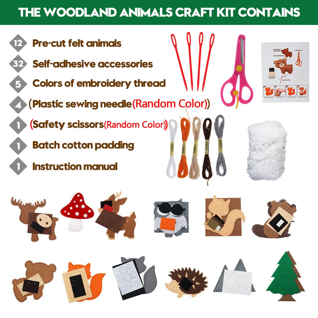 DIY Forest Animal Sewing Felt Plush Craft Kit for Kids
