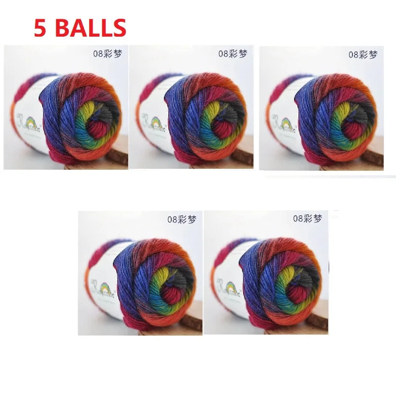 Rainbow Wool Yarn for Crochet Knitting Scarves and Sweater Crafts