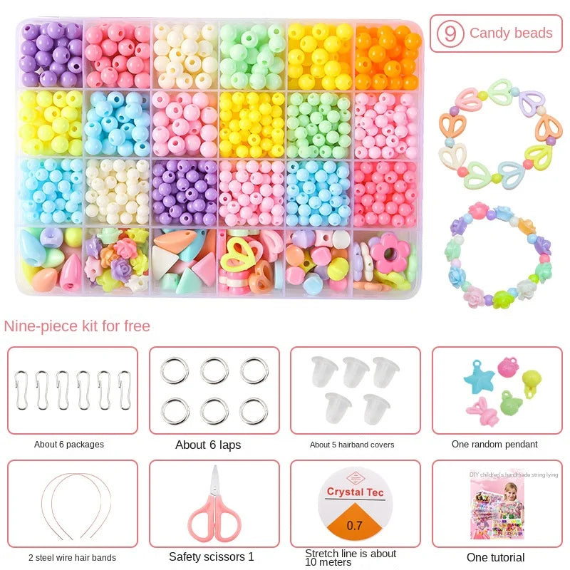 Kids DIY Beaded Jewelry Bracelet Necklace Craft Educational Beads Set