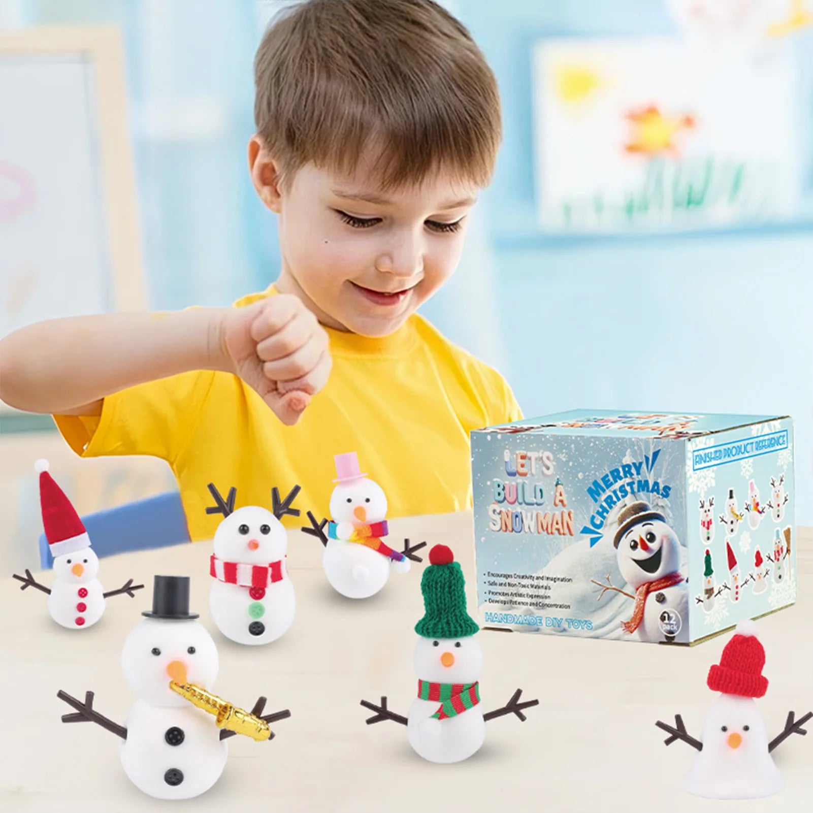 DIY Christmas Snowman Resin Craft Kit Educational Party Favor for Kids