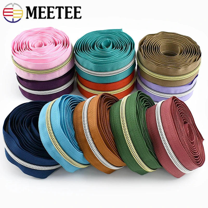 Nylon Zipper Tape Set with Metal Teeth for DIY Sewing