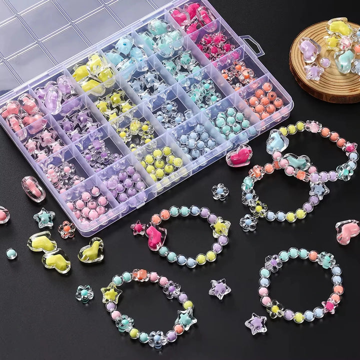 174pcs Heart Acrylic Spacer Beads Kit for Jewelry Making Crafts