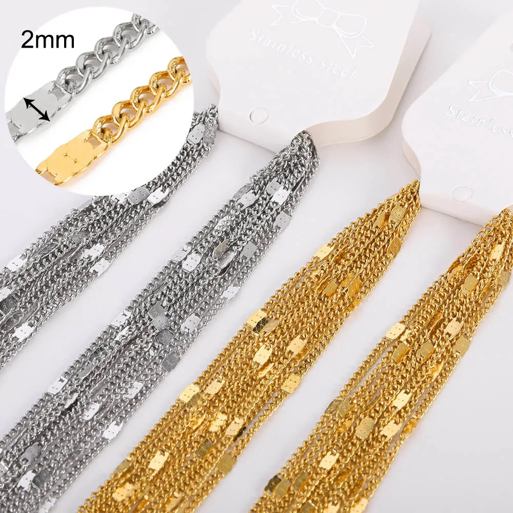 10-Piece Gold-Tone Stainless Steel Necklace Chain Set | 45cm | DIY Jewelry Making