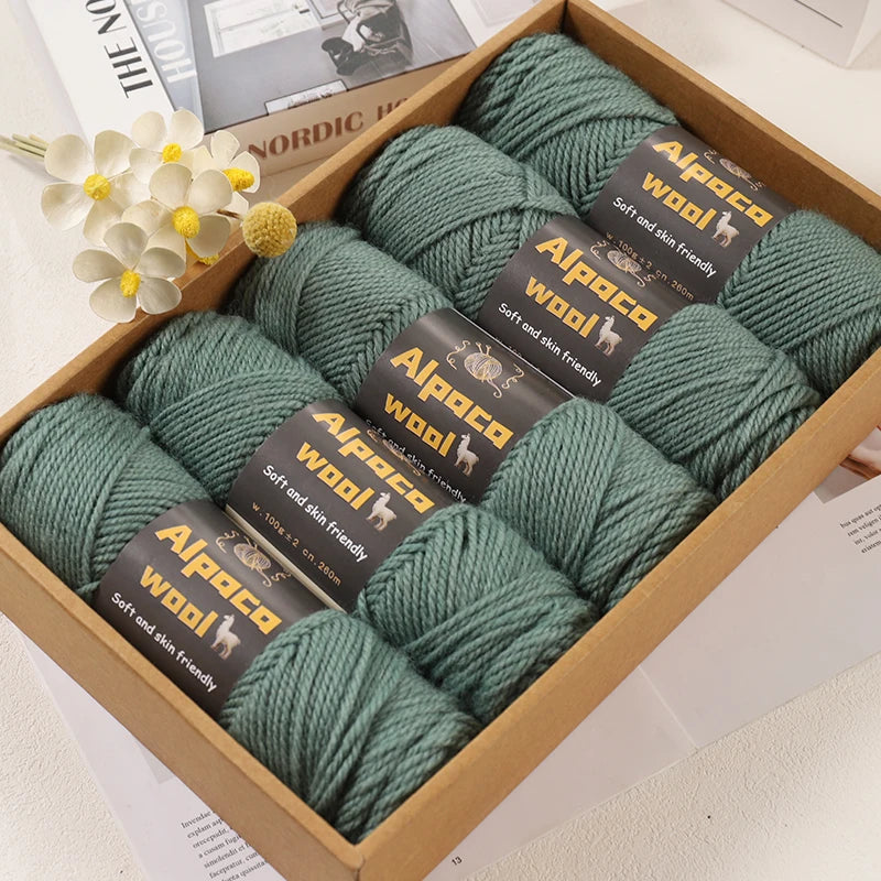 Chunky Alpaca Wool Yarn Set for DIY Knitting Winter Crafts