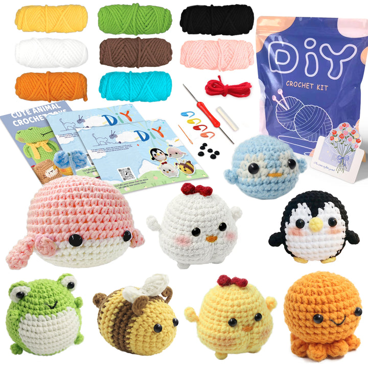 Animal Crochet Starter Kit for Beginners DIY Knitting Craft Set