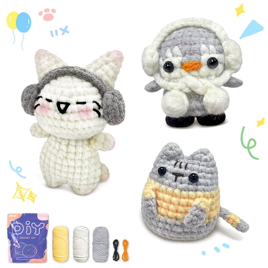 Animal Crochet Starter Kit for Beginners DIY Knitting Craft Set