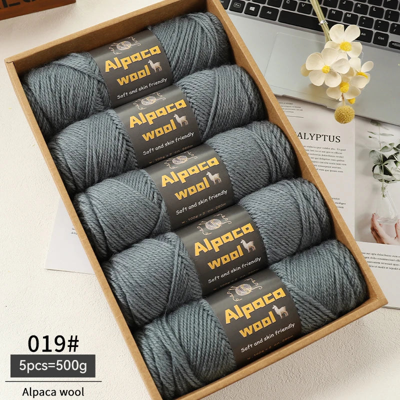 Chunky Alpaca Wool Yarn Set for DIY Knitting Winter Crafts