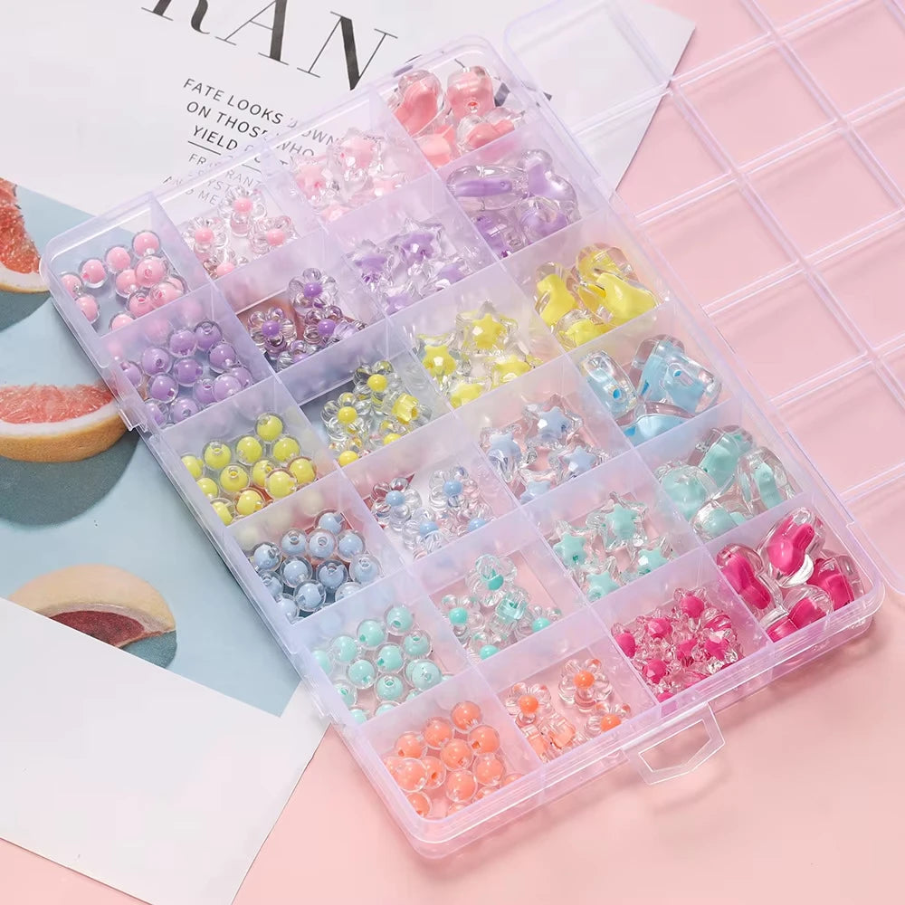 174pcs Heart Acrylic Spacer Beads Kit for Jewelry Making Crafts
