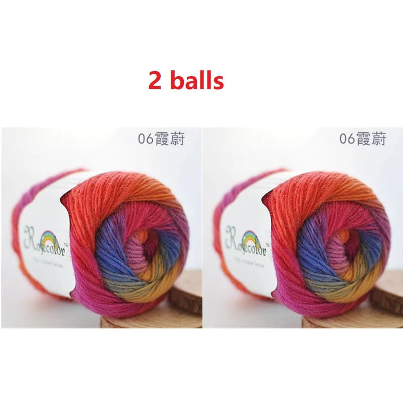 Rainbow Wool Yarn for Crochet Knitting Scarves and Sweater Crafts