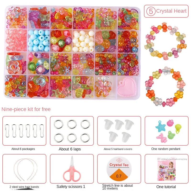 Kids DIY Beaded Jewelry Bracelet Necklace Craft Educational Beads Set
