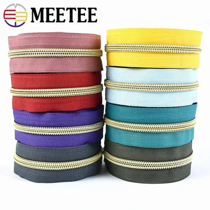 Nylon Zipper Tape Set with Metal Teeth for DIY Sewing