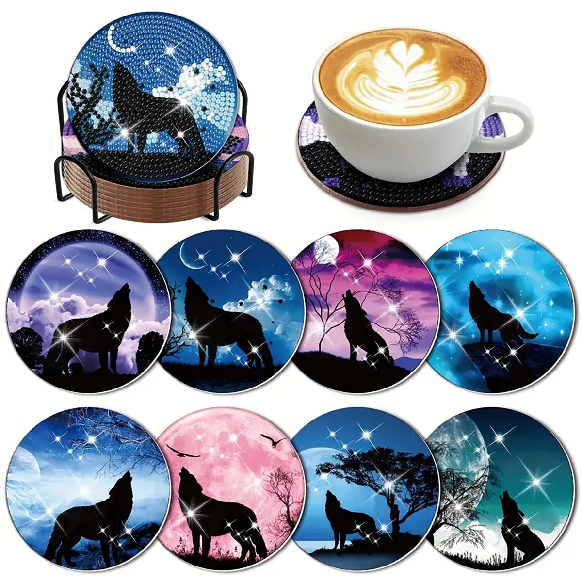 DIY Diamond Painting Coaster Kit with Holder for Adults Beginners