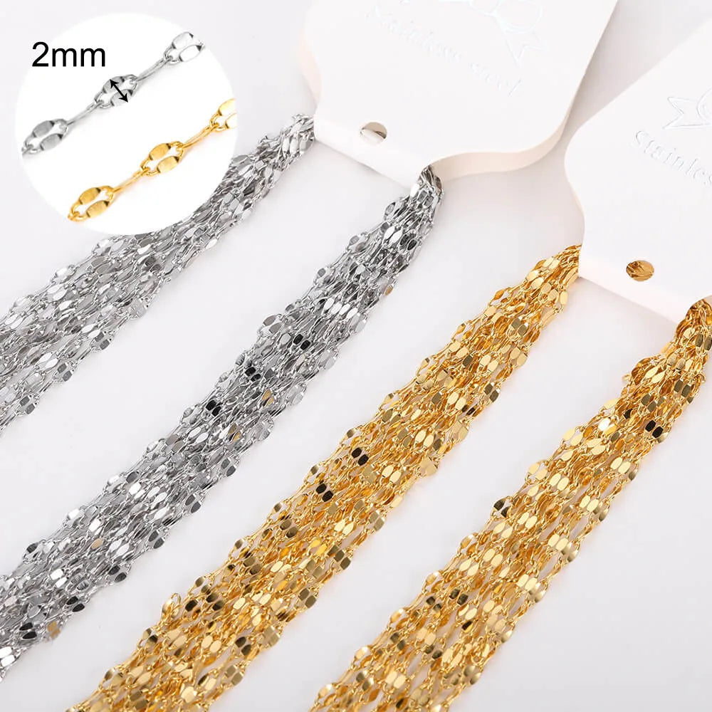 10-Piece Gold-Tone Stainless Steel Necklace Chain Set | 45cm | DIY Jewelry Making