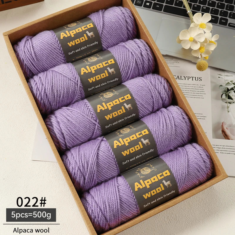 Chunky Alpaca Wool Yarn Set for DIY Knitting Winter Crafts