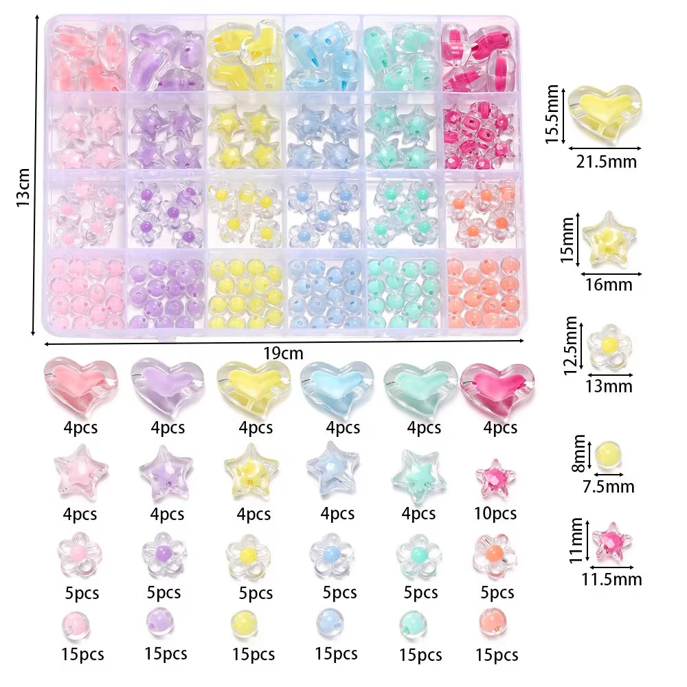 174pcs Heart Acrylic Spacer Beads Kit for Jewelry Making Crafts