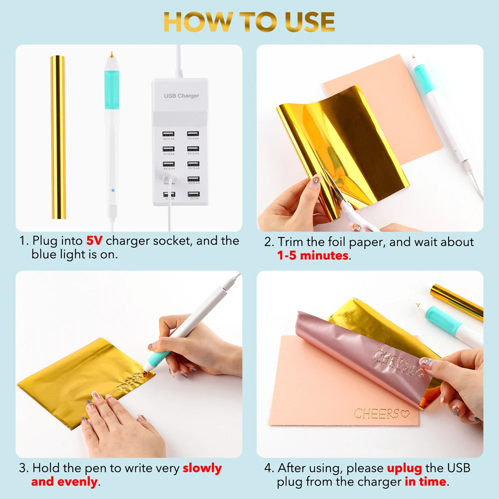 USB Hot Foil Pen Set for DIY Craft and Scrapbooking Projects