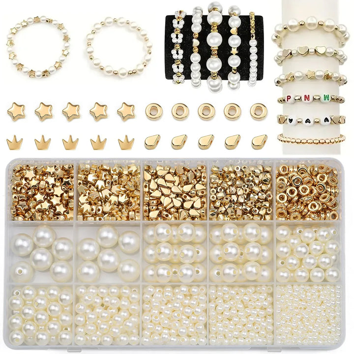 1240PCS 10x17mm CCB Imitation Pearl Acrylic Spacer Beads – DIY Jewelry Making Kit for Bracelets, Necklaces & Craft Accessories