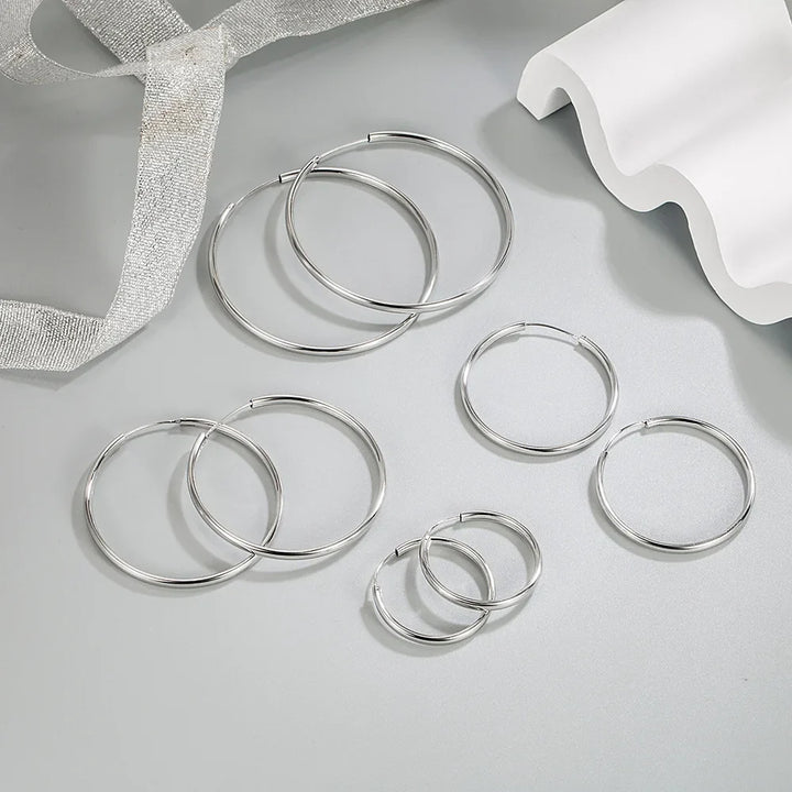 Handcrafted 925 Sterling Silver Hoop Earrings