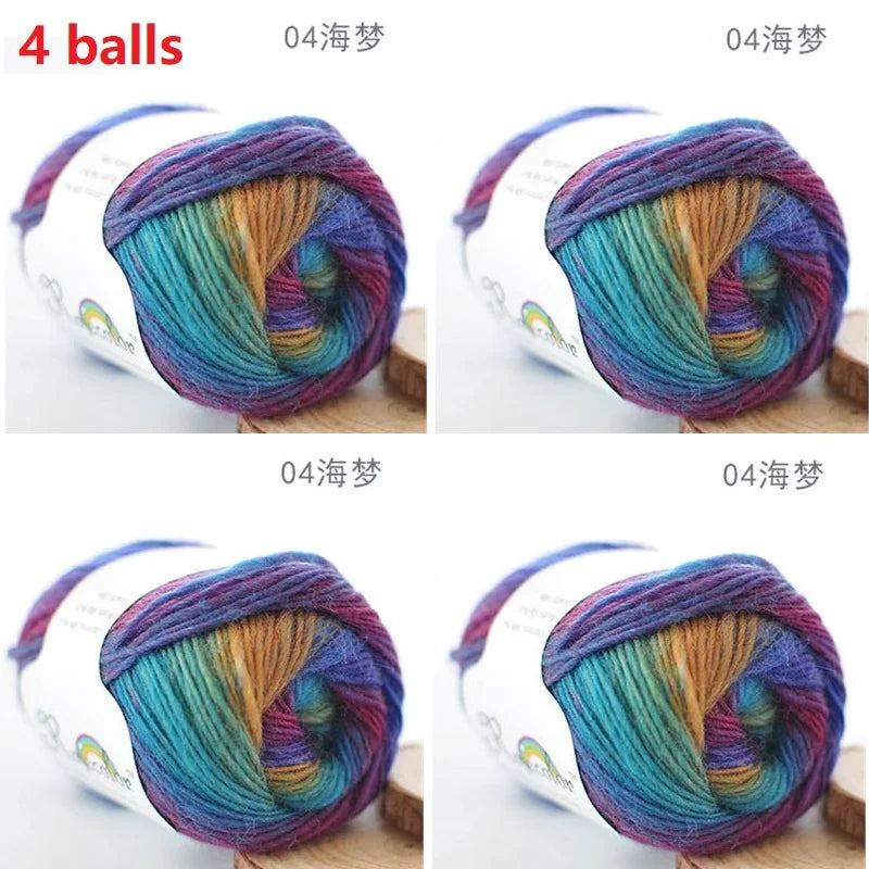 Rainbow Wool Yarn for Crochet Knitting Scarves and Sweater Crafts