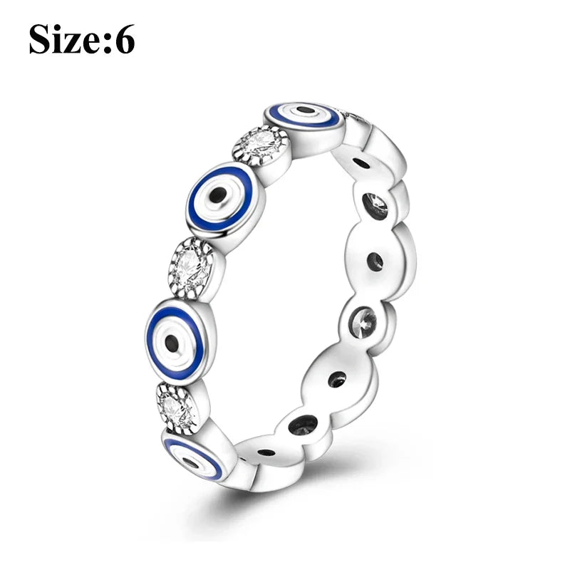 MULA Wedding Band Rings for Women Man 925 Sterling Silver Evil Eye Hand Celtic Knot Four-Leaf Clover Ring Stackable Jewelry Gift