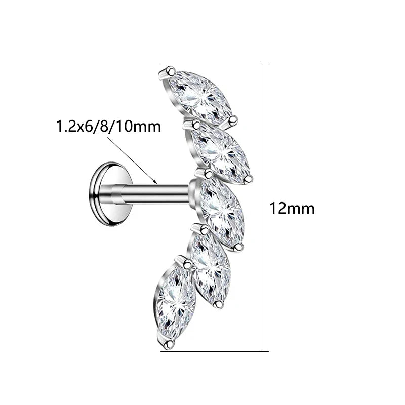 Lightning Internal Thread Labret Piercing Crown Bee Flowers Cartilage Earring Tragus Conch 316L Stainlesss Steel Body Jewelry
