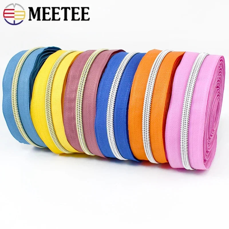 Nylon Zipper Tape Set with Metal Teeth for DIY Sewing