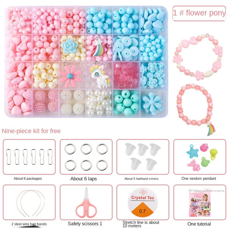 Kids DIY Beaded Jewelry Bracelet Necklace Craft Educational Beads Set