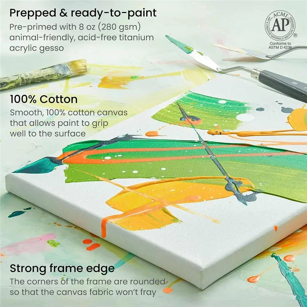 4pcs White Blank Canvas Frames for Acrylic and Oil Painting