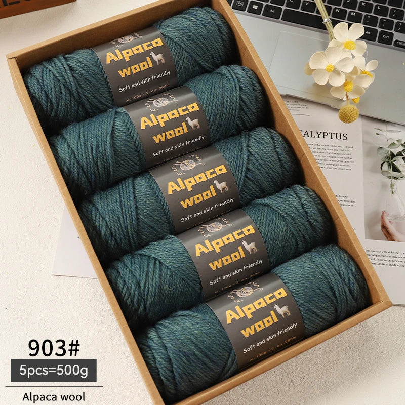 Chunky Alpaca Wool Yarn Set for DIY Knitting Winter Crafts