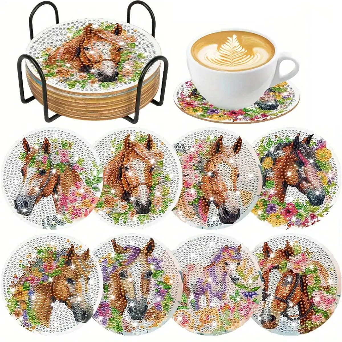 DIY Diamond Painting Coaster Kit with Holder for Adults Beginners